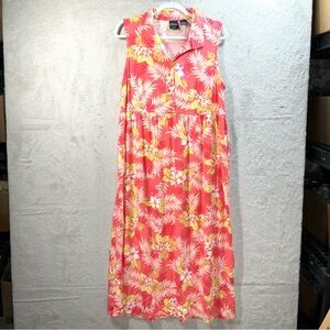Vintage 90s Erika Floral Maxi Dress Hawaiian Tropical Cottagecore Boho Size L‎
